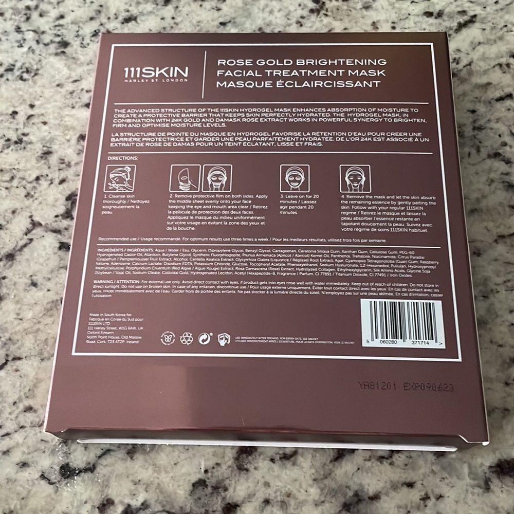 111SKIN Rose Gold Brightening Facial Treatment Masks (5 Pack) - NWT - Picture 5 of 5